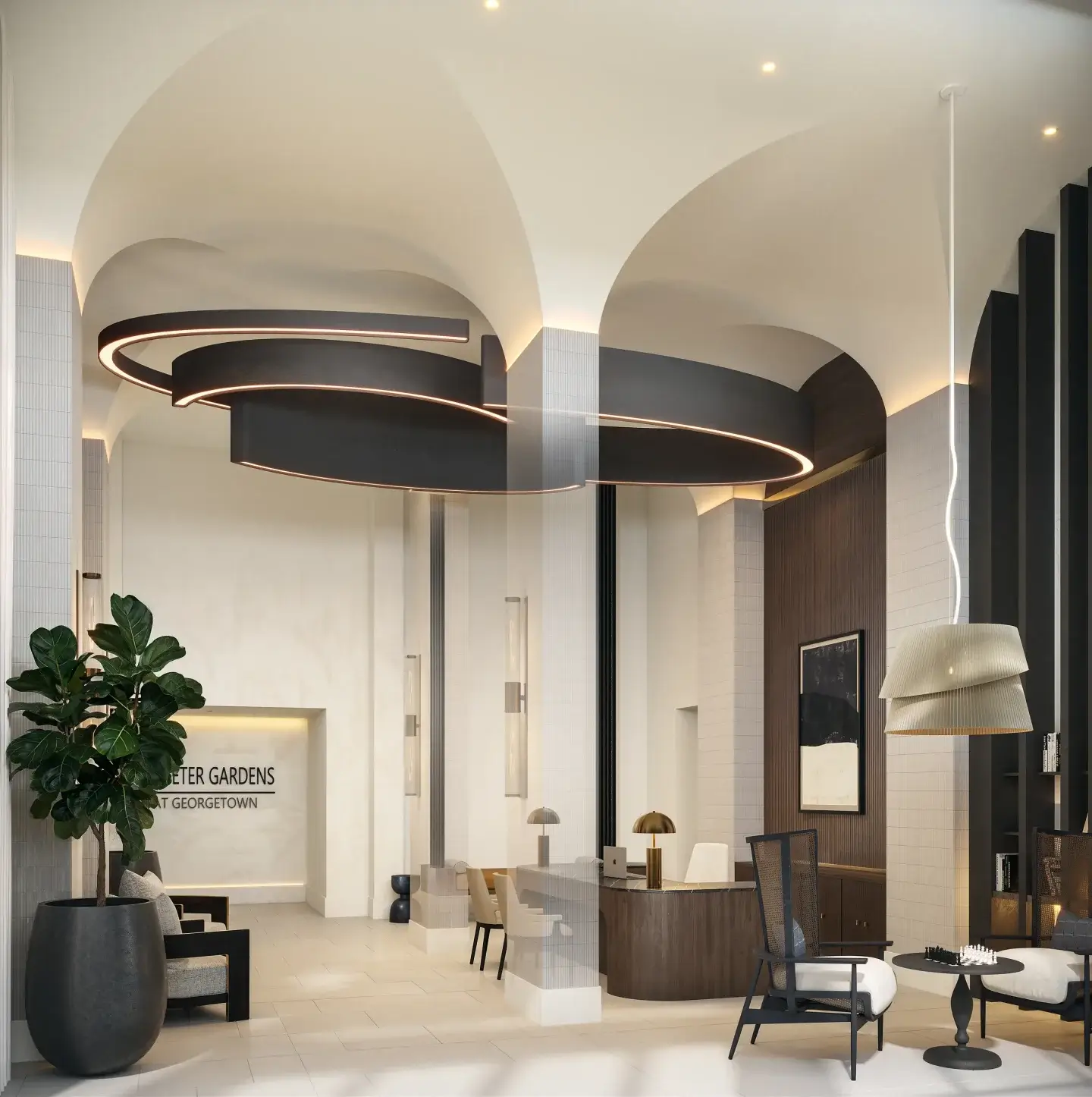 Bright lobby entrance at Perimeter Gardens at Georgetown.