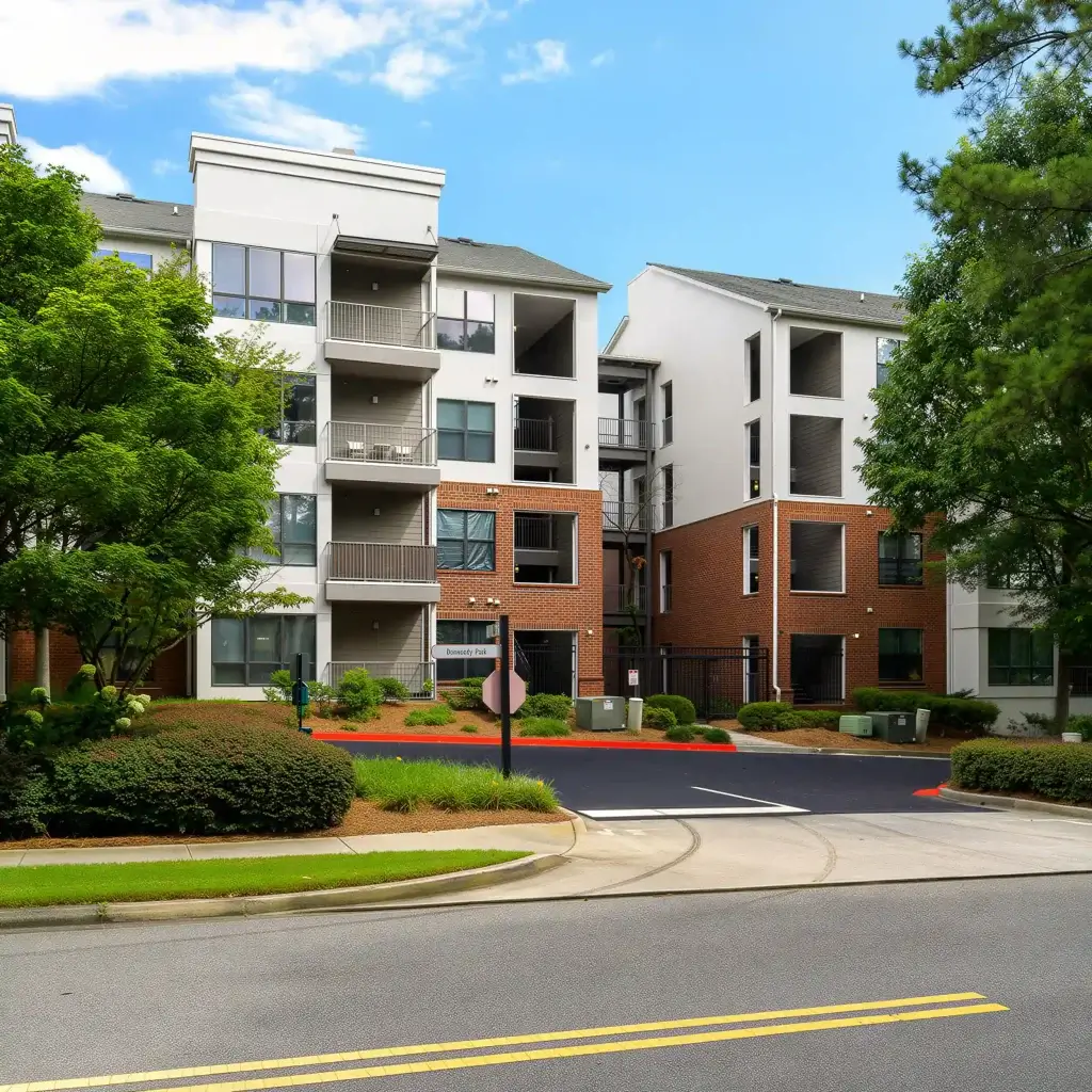 Exterior view of Perimeter Gardens at Georgetown in Dunwoody, GA.